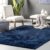 Flycarpets Solid Hoogpolig & Wasbaar Effen Vloerkleed – Donkerblauw / Navy – 160×230 cm