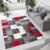 Tapiso Dream Vloerkleed Grijs Rood Geometrisch Modern Woonkamer Tapijt Maat- 250×350