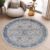 Tapiso Valley Rond Vloerkleed Blauw Laagpolig Vintage Tapijt Maat- 100×100