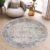 Tapiso Valley Rond Vloerkleed Grijs Vintage Laagpolig Tapijt Maat- 120×120