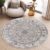 Tapiso Valley Rond Vloerkleed Lichtgrijs Laagpolig Vintage Tapijt Maat- 120×120