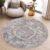 Tapiso Valley Rond Vloerkleed Lichtgrijs Vintage Laagpolig Tapijt Maat- 200×200