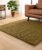 Vierkant hoogpolig vloerkleed shaggy Trend effen – olijfgroen 200×200 cm