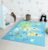 Vloerkleed kinderkamer – Blauw – 120×160 cm – Afwasbaar – Antislip – Tapijt voor jongens en meisjes met dieren en wereldkaart – Happy Life by the carpet